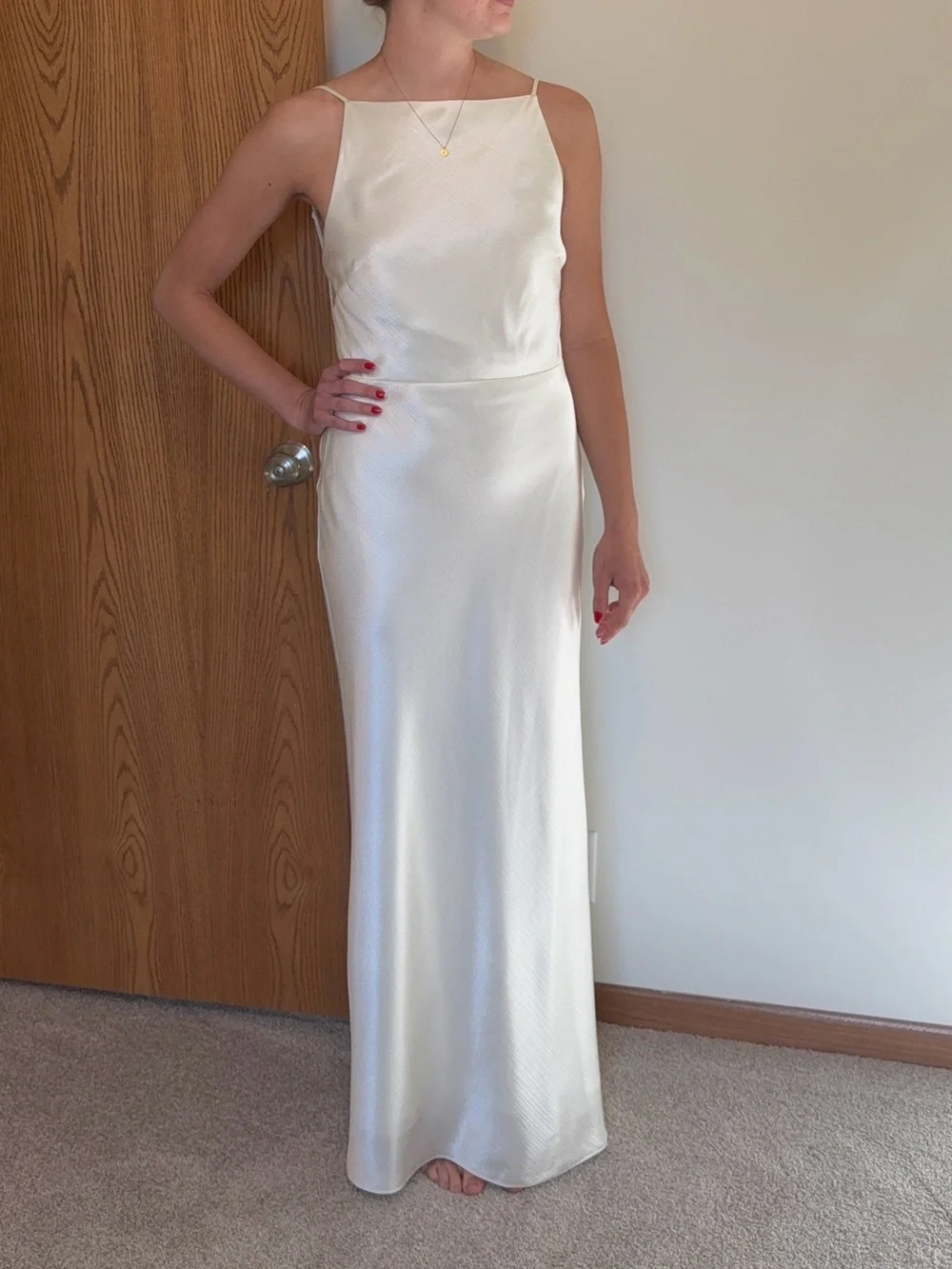 Abercrombie & Fitch Ivory Satin Maxi Dress